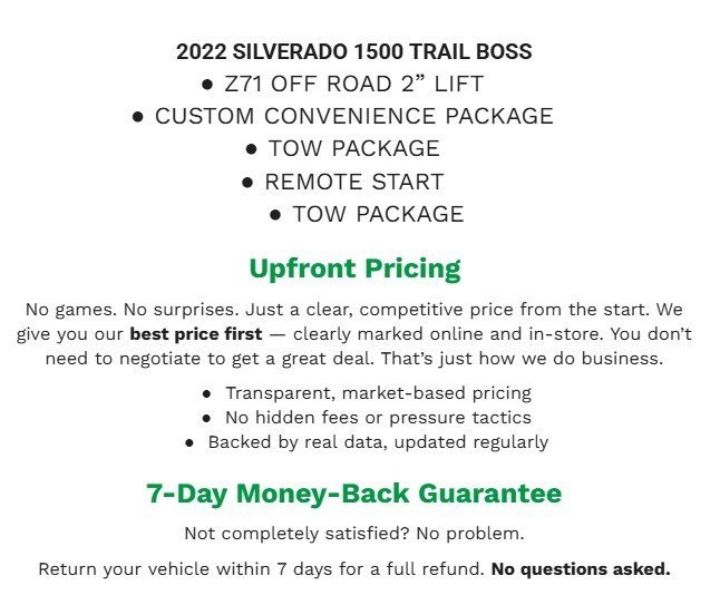 Used 2022 Chevrolet Silverado 1500 Custom Trail Boss w/ LPO, Dark Essentials Package image 2