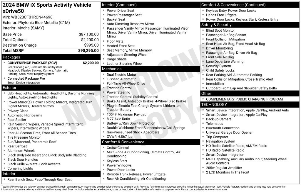 Certified 2024 BMW iX xDrive50 w/ Convenience Package AWD/4WD image 2