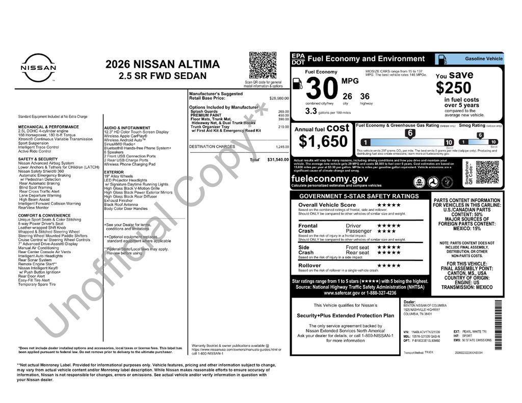 New 2026 Nissan Altima 2.5 SR image 5
