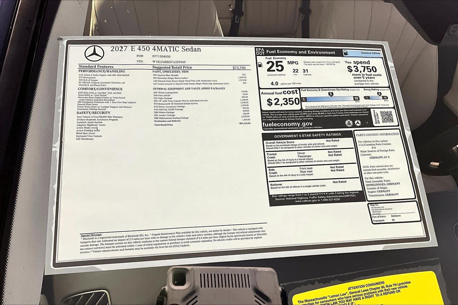 New 2027 Mercedes-Benz E 450 4MATIC Sedan image 18
