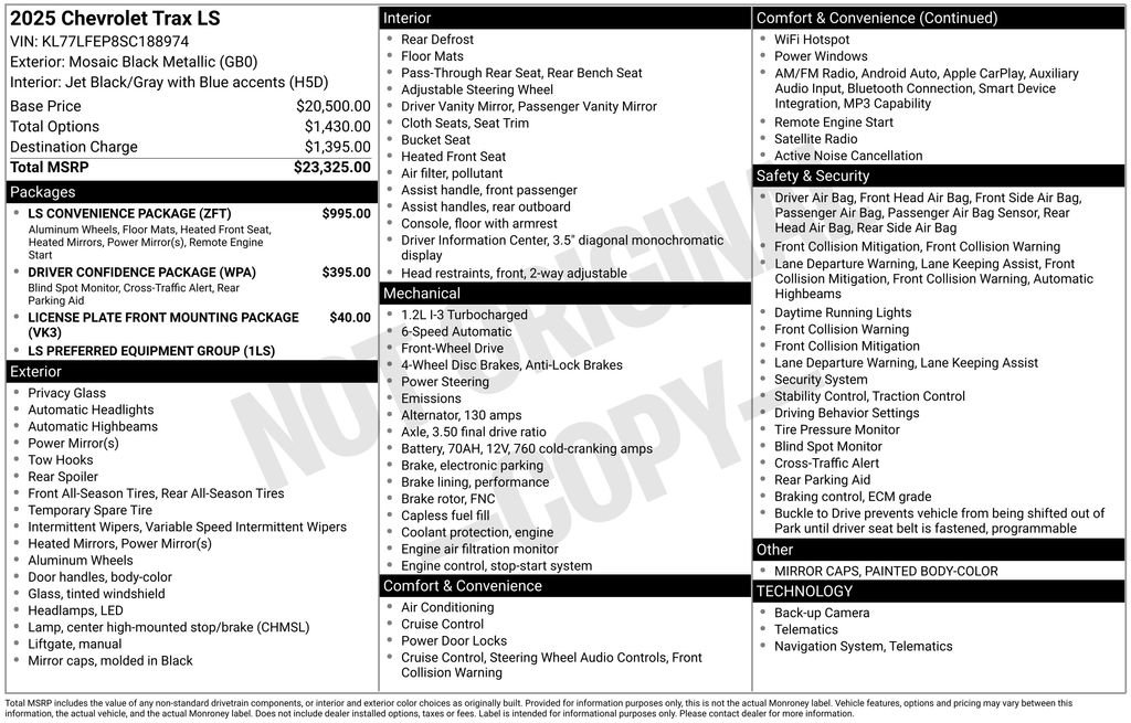 Used 2025 Chevrolet Trax LS w/ LS Convenience Package FWD image 5