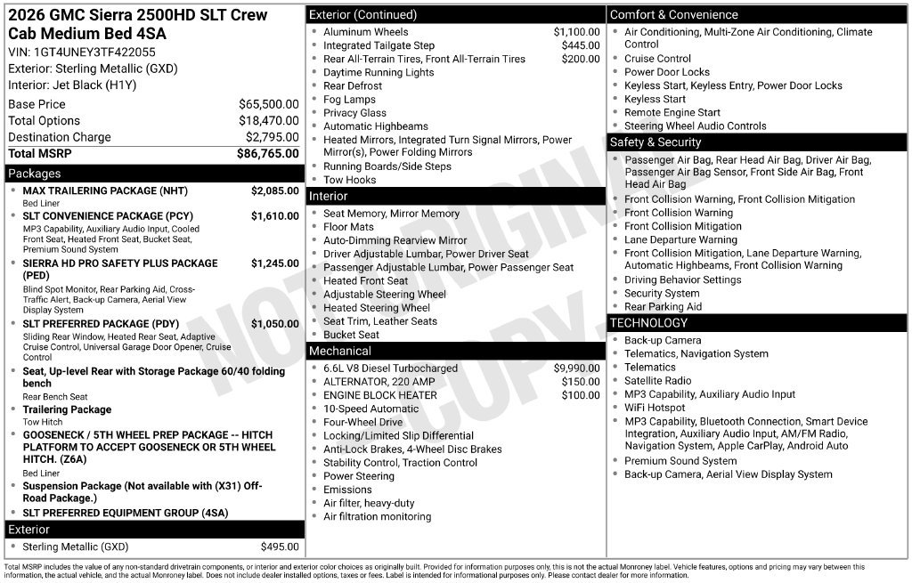 New 2026 GMC Sierra 2500 SLT w/ Max Trailering Package AWD/4WD image 3