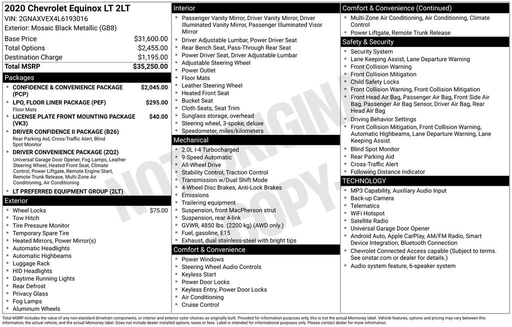 Used 2020 Chevrolet Equinox LT AWD/4WD image 2