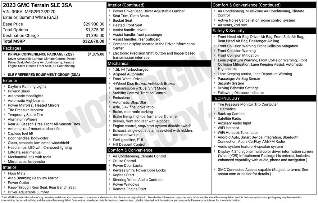 Used 2023 GMC Terrain SLE w/ Driver Convenience Package FWD image 2