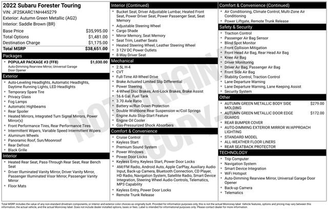 Used 2022 Subaru Forester Touring w/ Popular Package #3 image 3