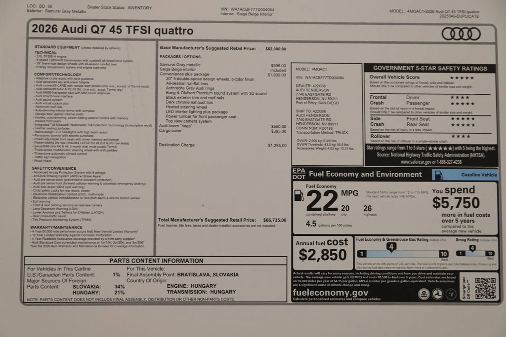 New 2026 Audi Q7 2.0T Premium AWD/4WD image 32