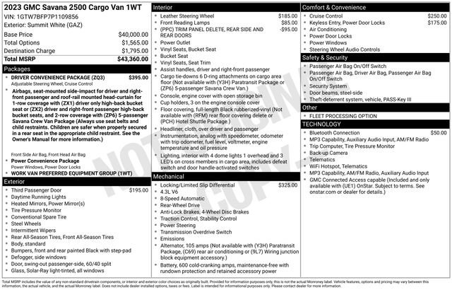 Used 2023 GMC Savana 2500 Extended w/ Driver Convenience Package RWD image 8