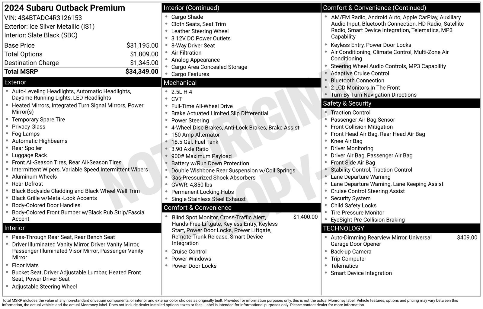 Certified 2024 Subaru Outback Premium AWD/4WD image 7