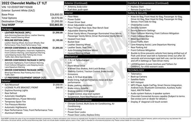 Used 2022 Chevrolet Malibu LT w/ Leather Package FWD image 35