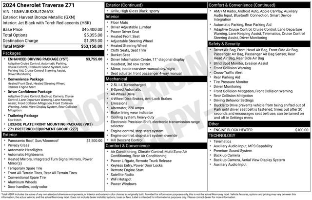 Used 2024 Chevrolet Traverse Z71 w/ Enhanced Driving Package image 3