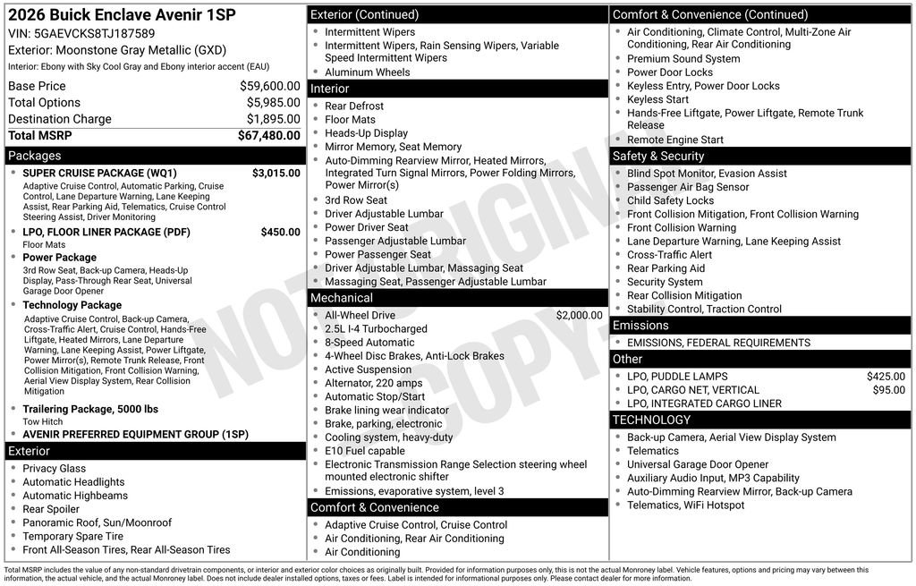 New 2026 Buick Enclave Avenir w/ Super Cruise Package image 38