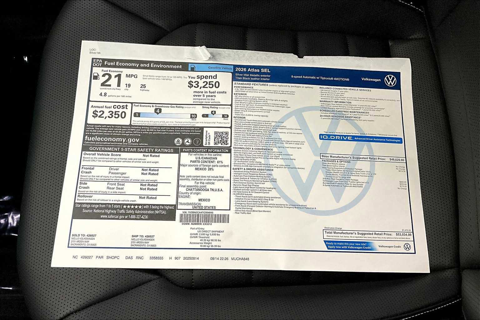 New 2026 Volkswagen Atlas SEL image 36