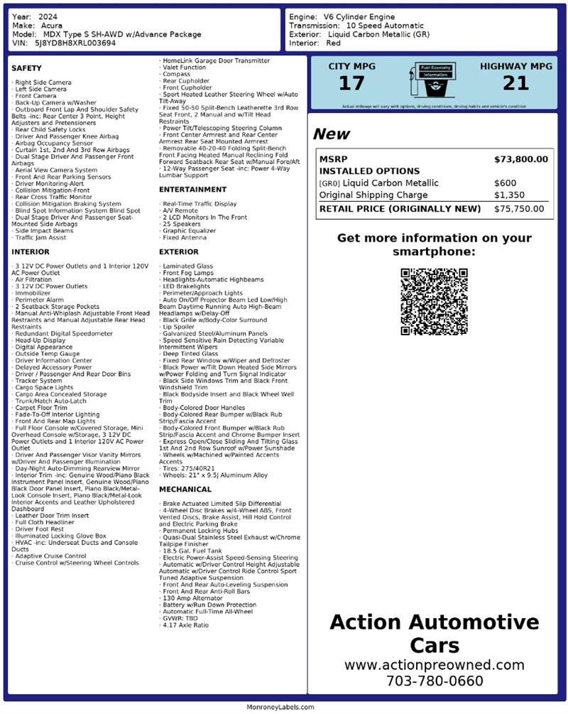 Used 2024 Acura MDX Type S w/ Advance Package AWD/4WD image 2