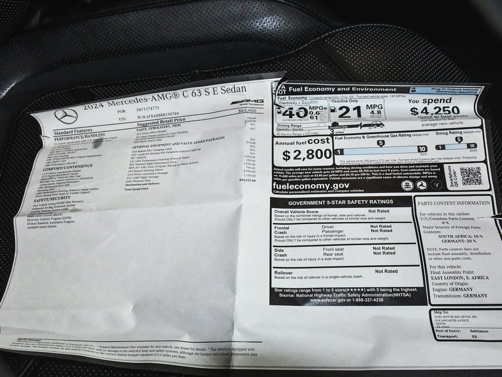 Used 2024 Mercedes-Benz C 63 AMG S w/ Pinnacle Trim Package image 68