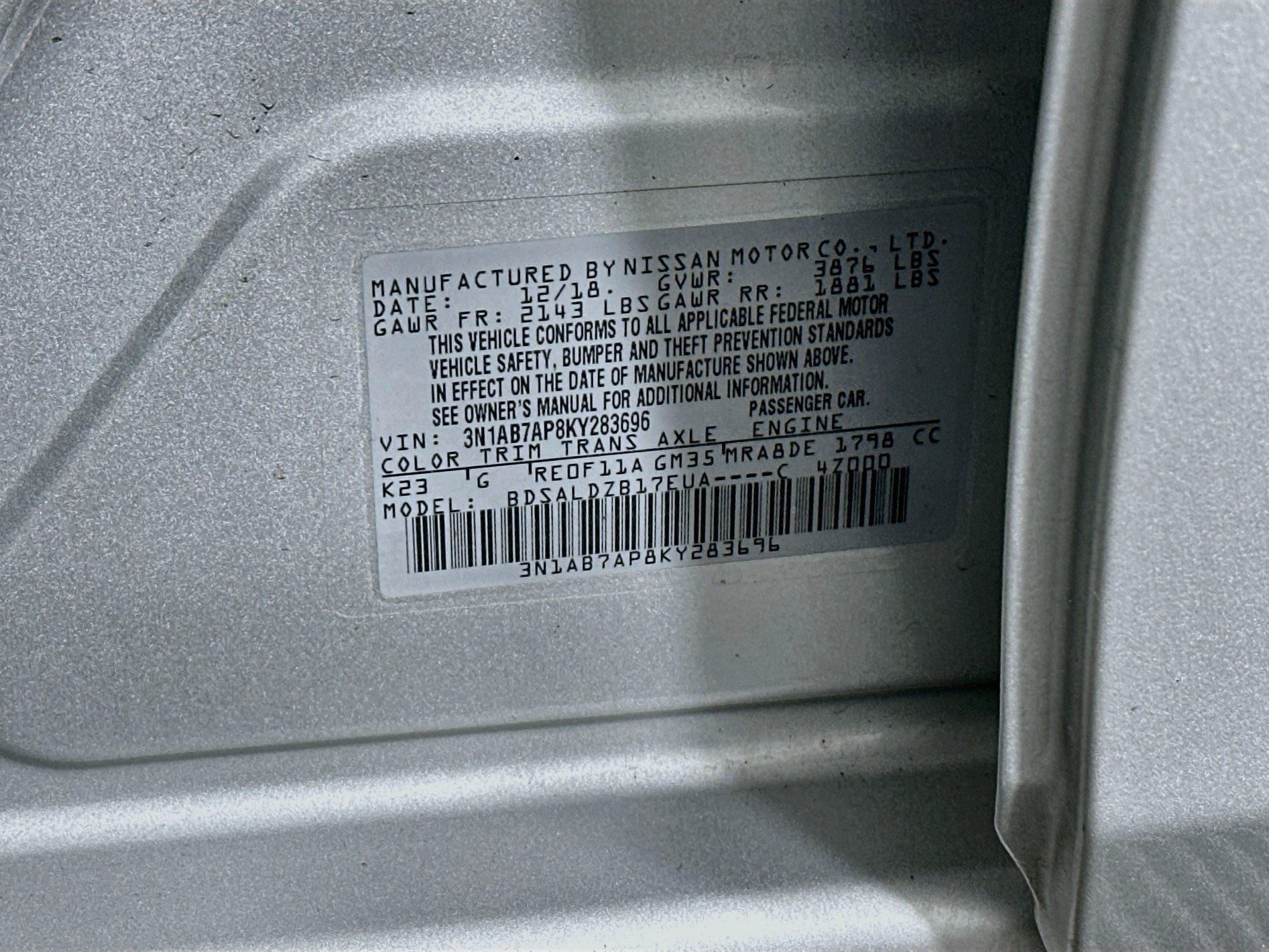 Used 2019 Nissan Sentra SV FWD image 12