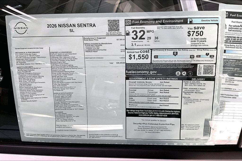New 2026 Nissan Sentra SL w/ Floor Mat Package image 14