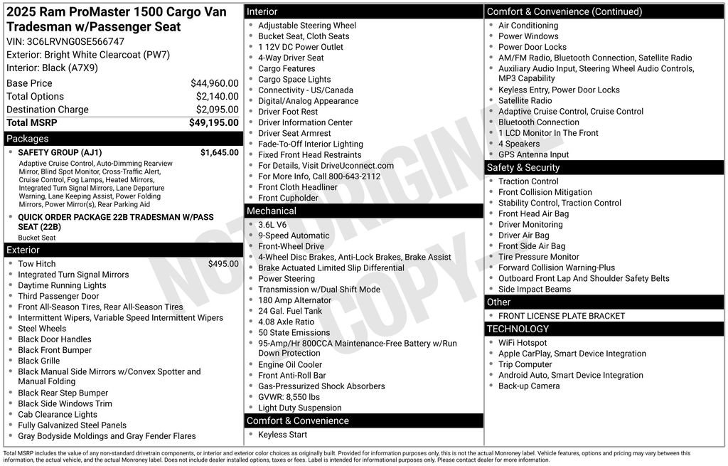 New 2025 RAM ProMaster 1500 w/ Safety Group image 35