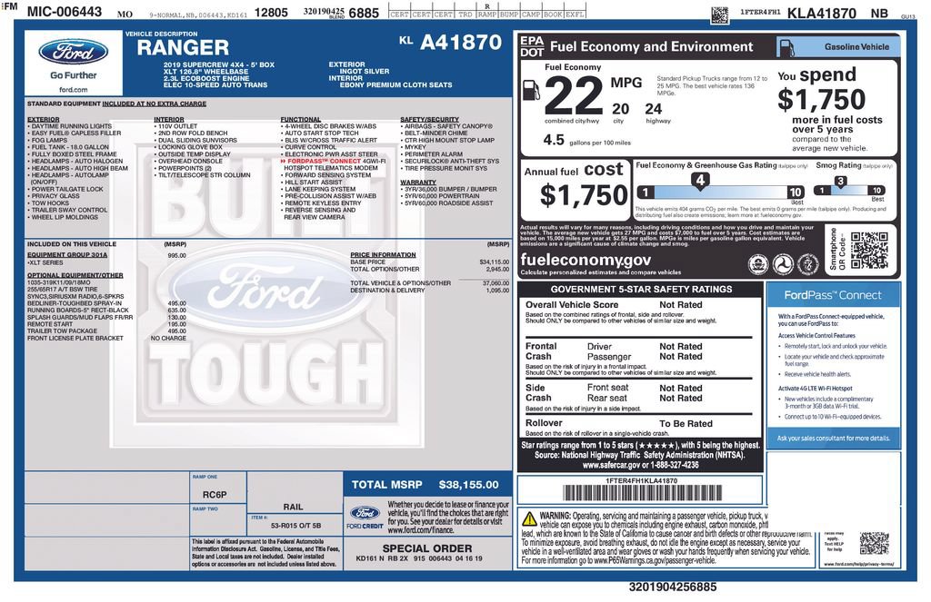 Used 2019 Ford Ranger XLT w/ Equipment Group 301A Mid AWD/4WD image 6