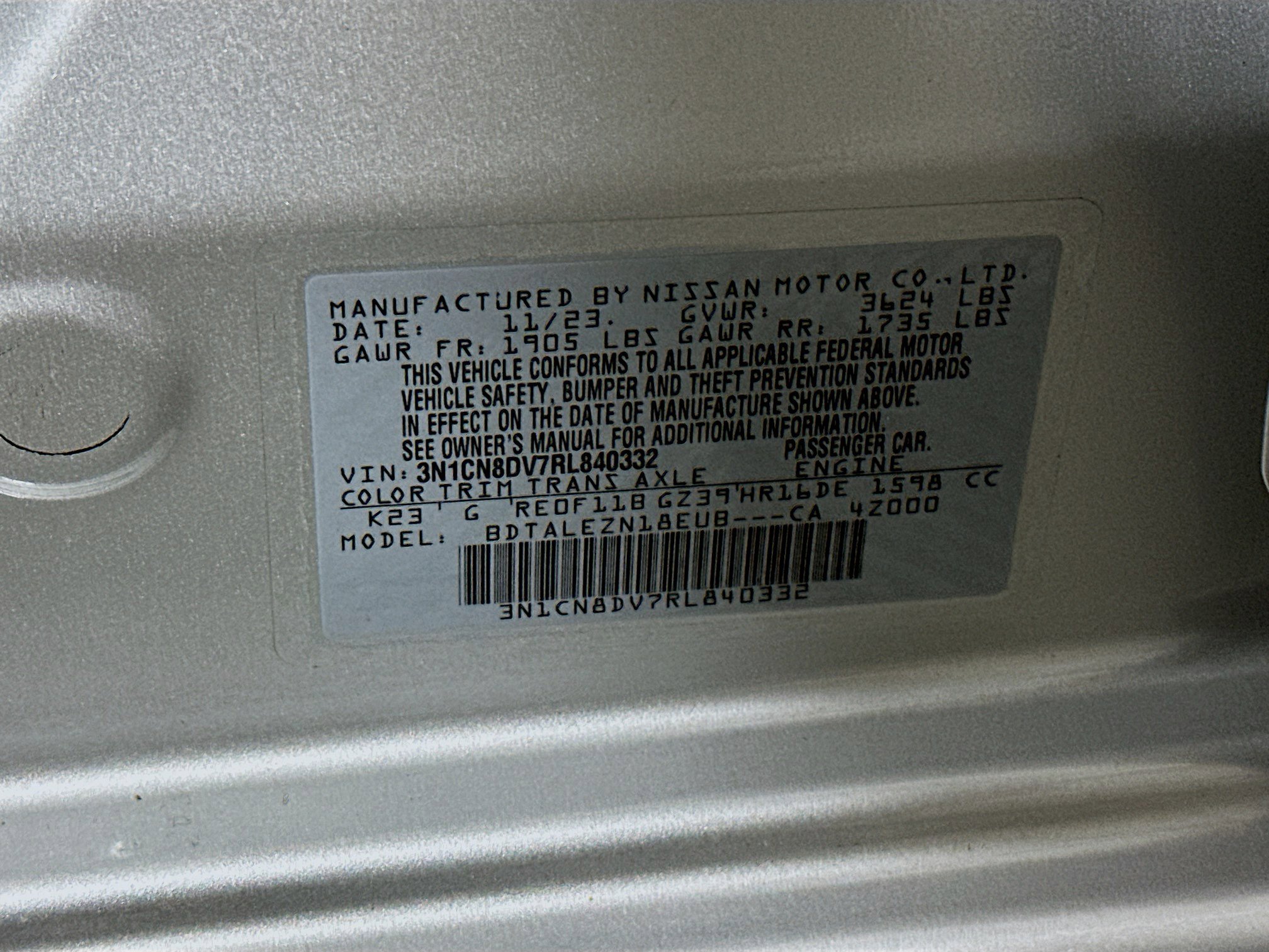 Used 2024 Nissan Versa S w/ Trunk Package image 12