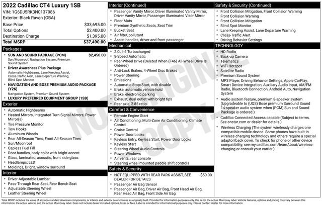 Certified 2022 Cadillac CT4 Luxury w/ Sun And Sound Package RWD image 32