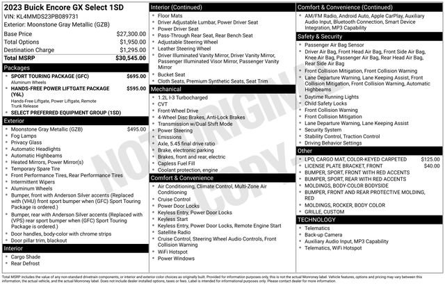 Used 2023 Buick Encore GX Select w/ Sport Touring Package FWD image 7