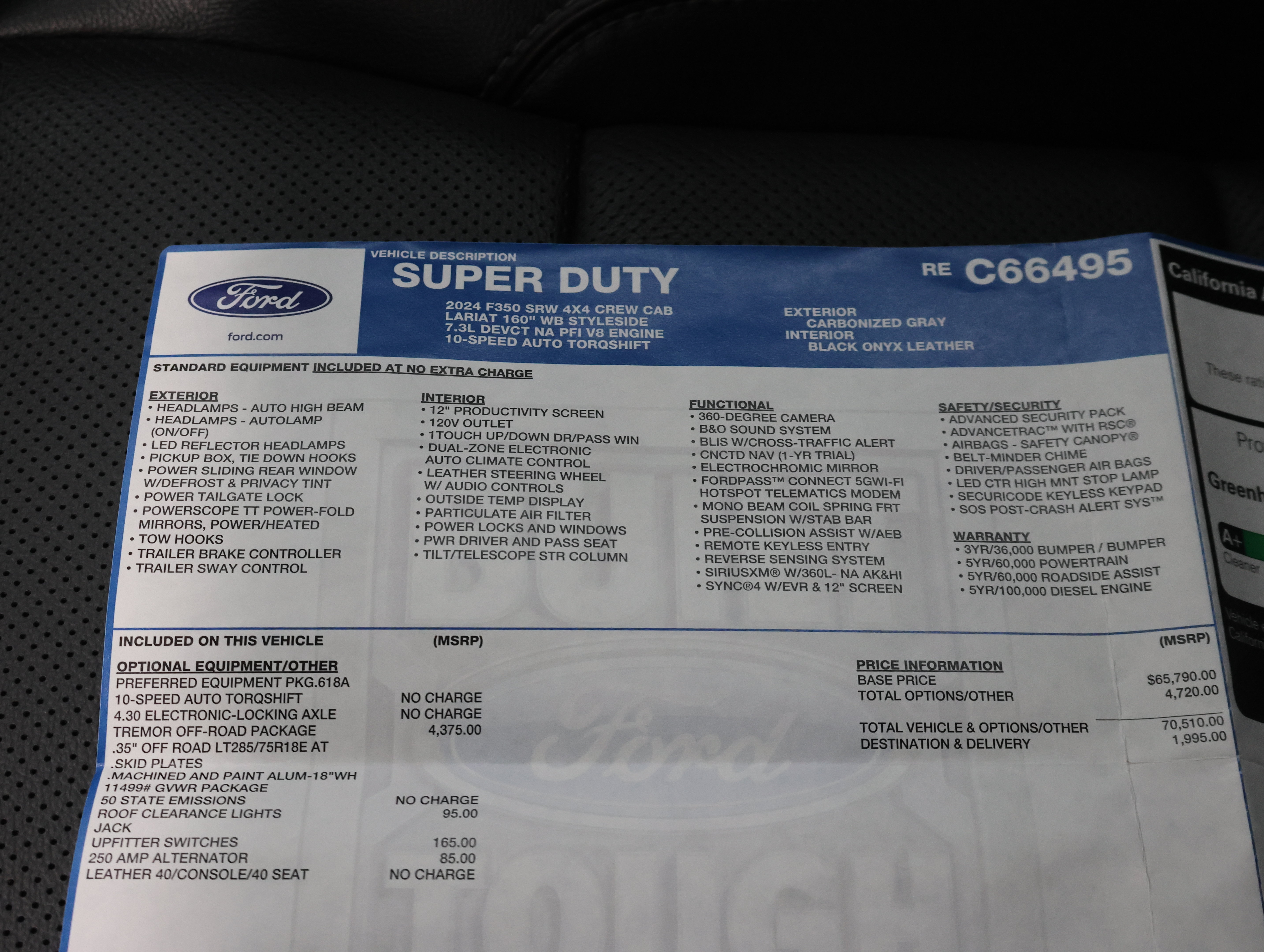 Used 2024 Ford F350 Lariat w/ Tremor Off-Road Package AWD/4WD image 73