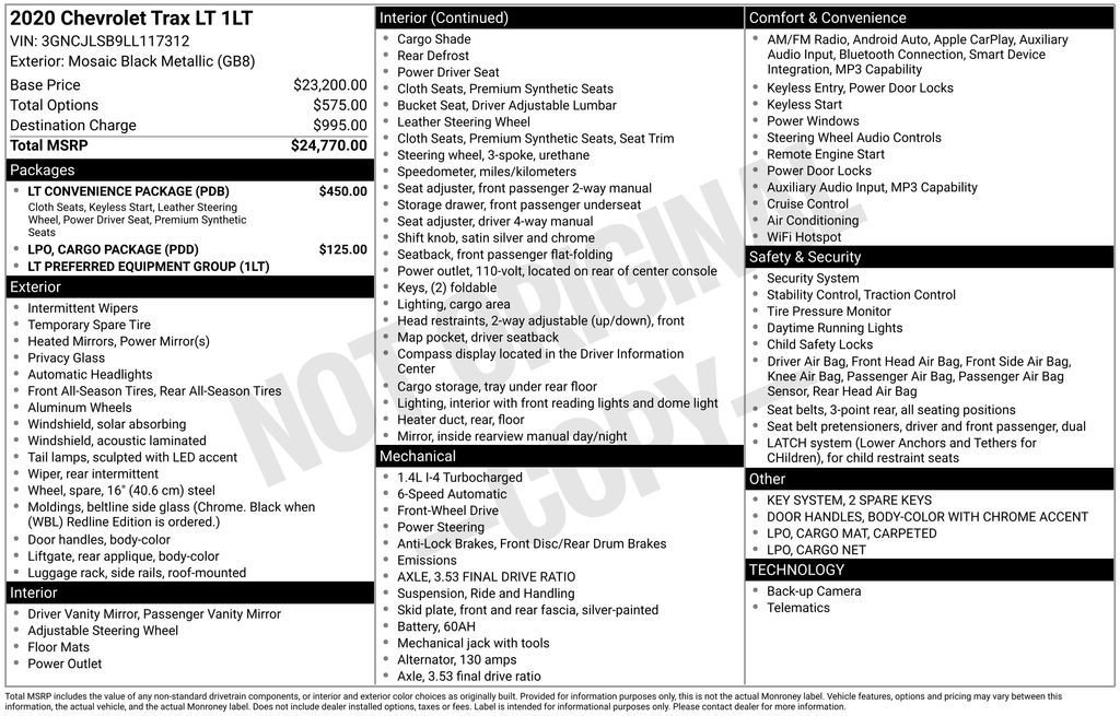 Used 2020 Chevrolet Trax LT w/ LT Convenience Package FWD image 12