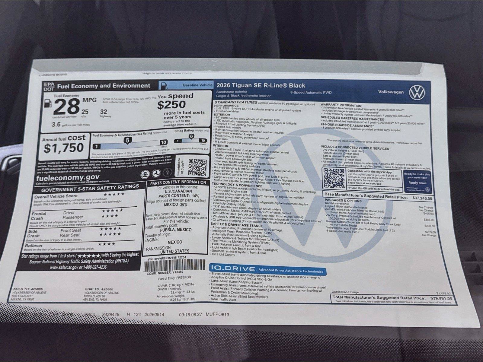 New 2026 Volkswagen Tiguan SE R-Line FWD image 19