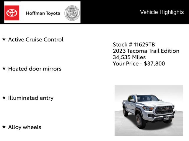 Certified 2023 Toyota Tacoma 4x4 Double Cab w/ Trail Edition image 15