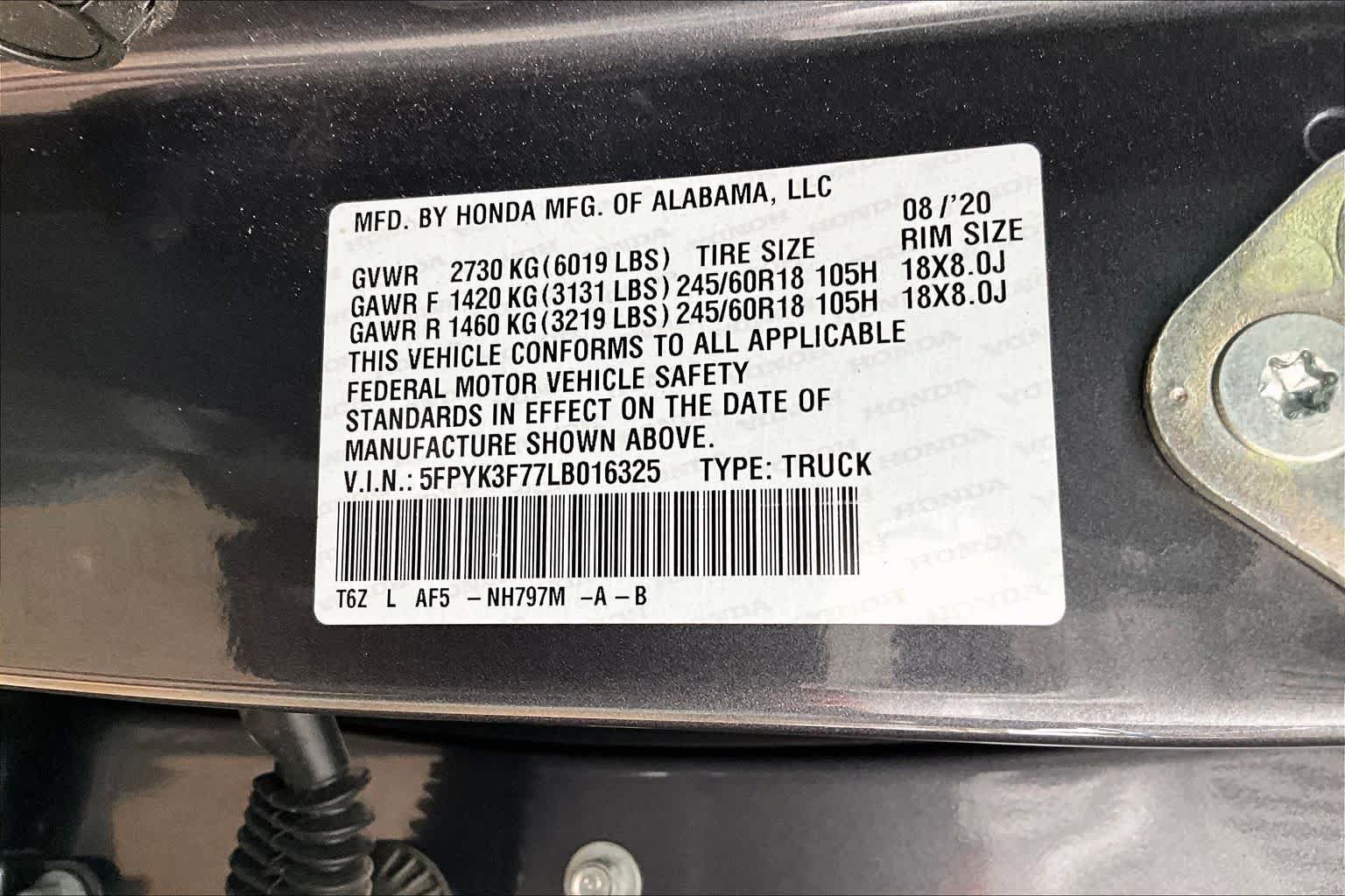Certified 2020 Honda Ridgeline RTL-E image 35