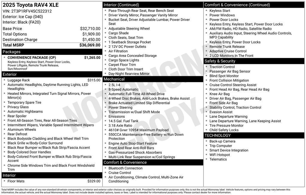 Used 2025 Toyota RAV4 XLE w/ Convenience Package AWD/4WD image 40