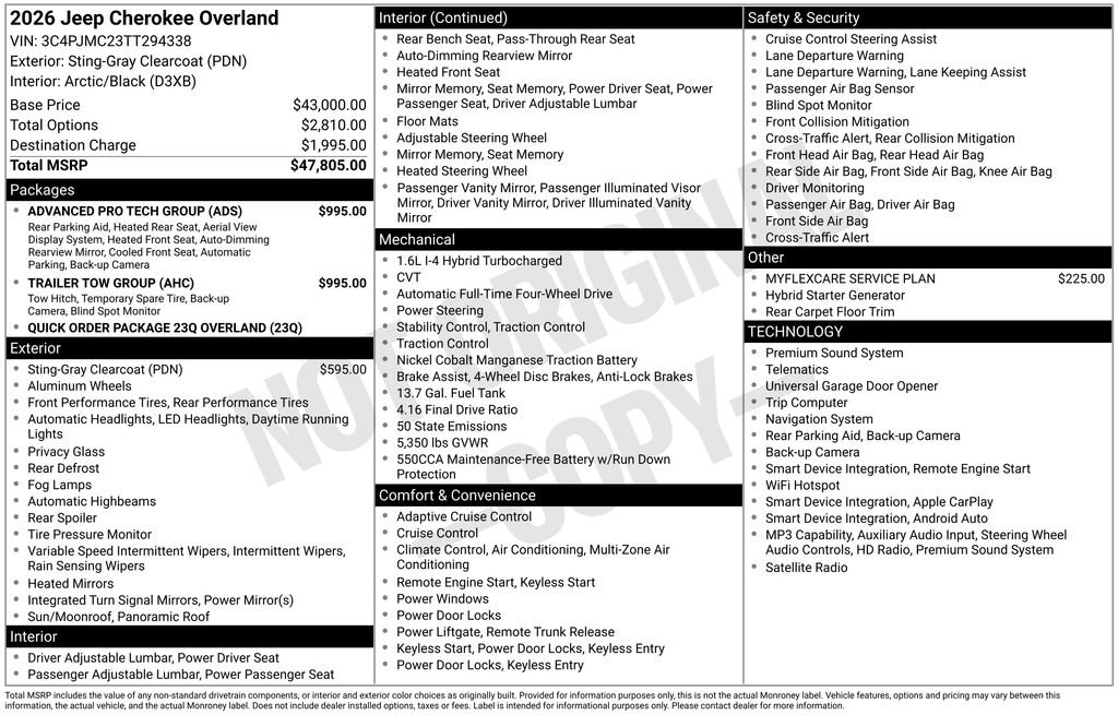 New 2026 Jeep Cherokee Overland w/ Trailer Tow Group AWD/4WD image 27