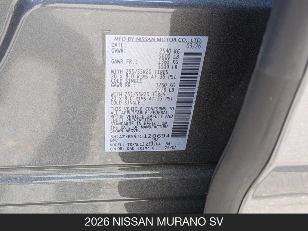 New 2026 Nissan Murano SV AWD/4WD image 25