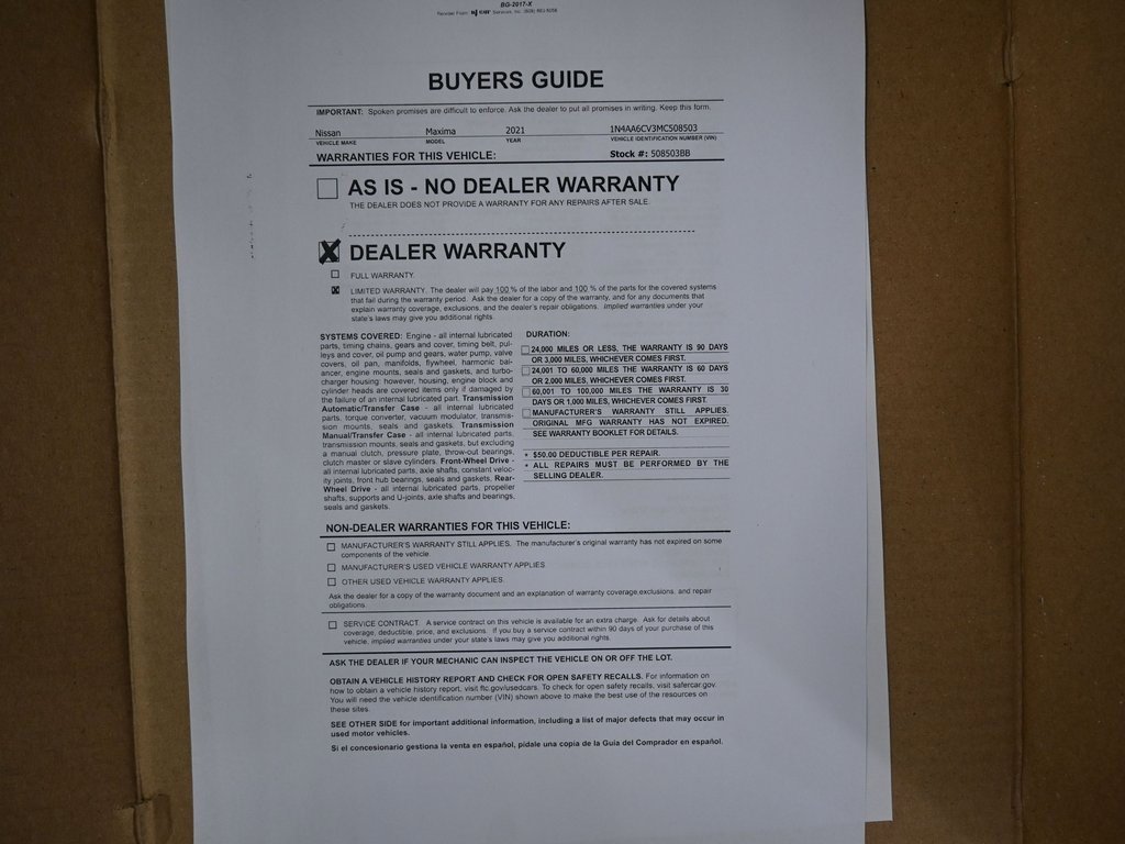 Used 2021 Nissan Maxima 3.5 SV w/ Floor Mat Group image 10