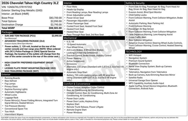 Used 2026 Chevrolet Tahoe High Country w/ Sun And Tow Package AWD/4WD image 5