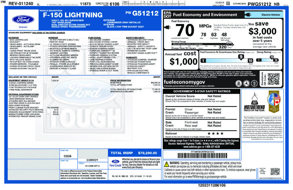 Used 2023 Ford F150 Lightning Lariat w/ Equipment Group 511A High AWD/4WD image 34
