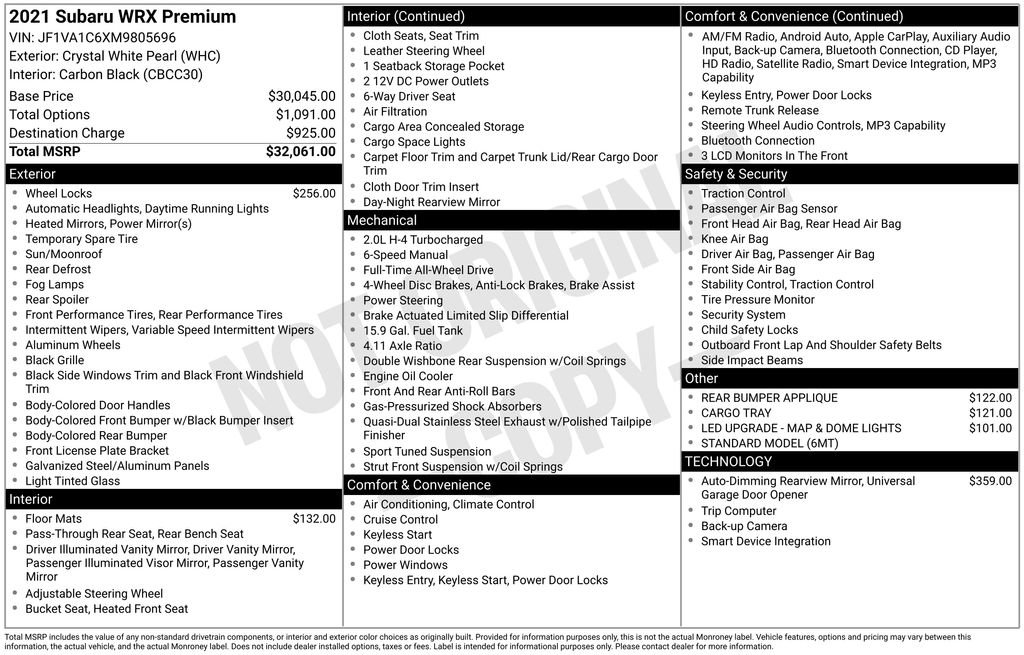 Used 2021 Subaru WRX Premium image 7