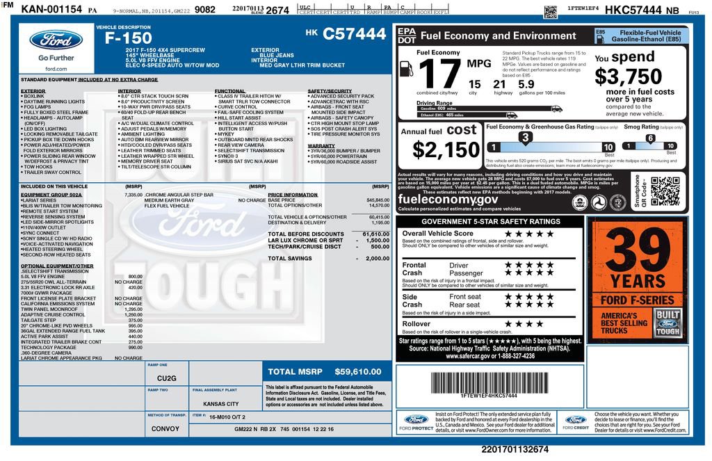 Used 2017 Ford F150 Lariat w/ Equipment Group 502A Luxury image 14