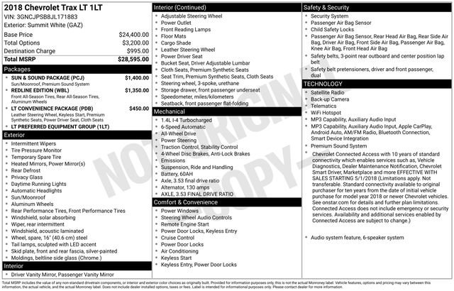 Used 2018 Chevrolet Trax LT w/ Sun & Sound Package AWD/4WD image 39