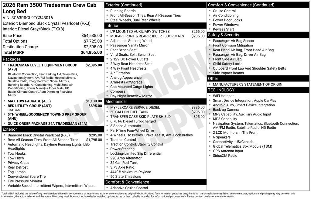 New 2026 RAM 3500 Tradesman AWD/4WD image 24