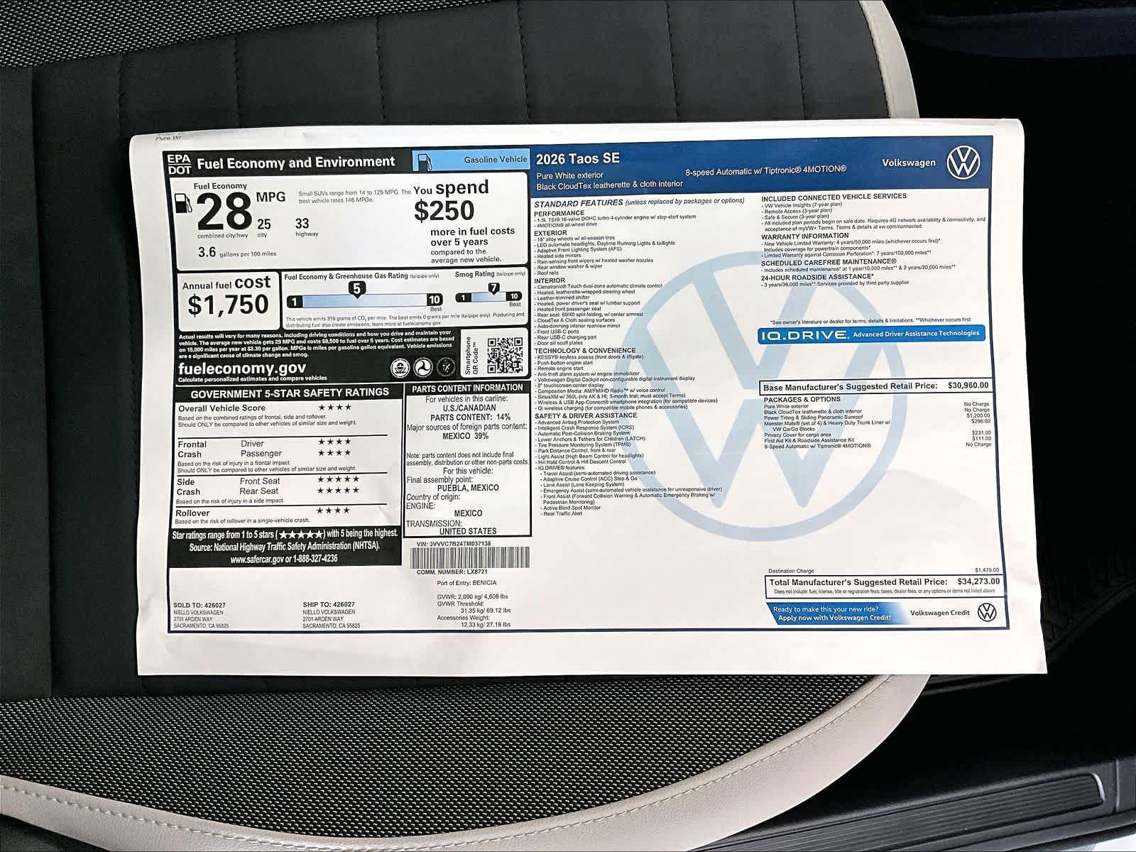 New 2026 Volkswagen Taos SE AWD/4WD image 38