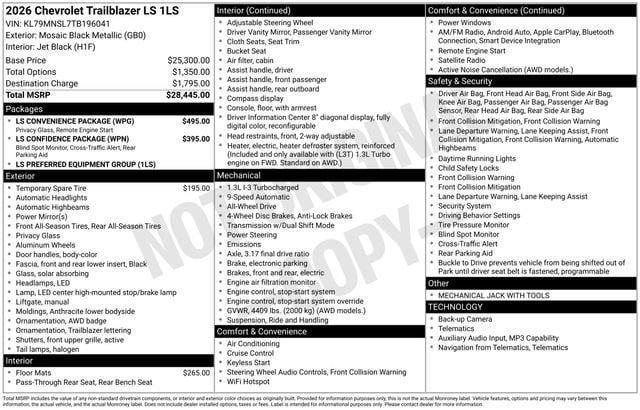 New 2026 Chevrolet TrailBlazer LS w/ LS Convenience Package AWD/4WD image 31