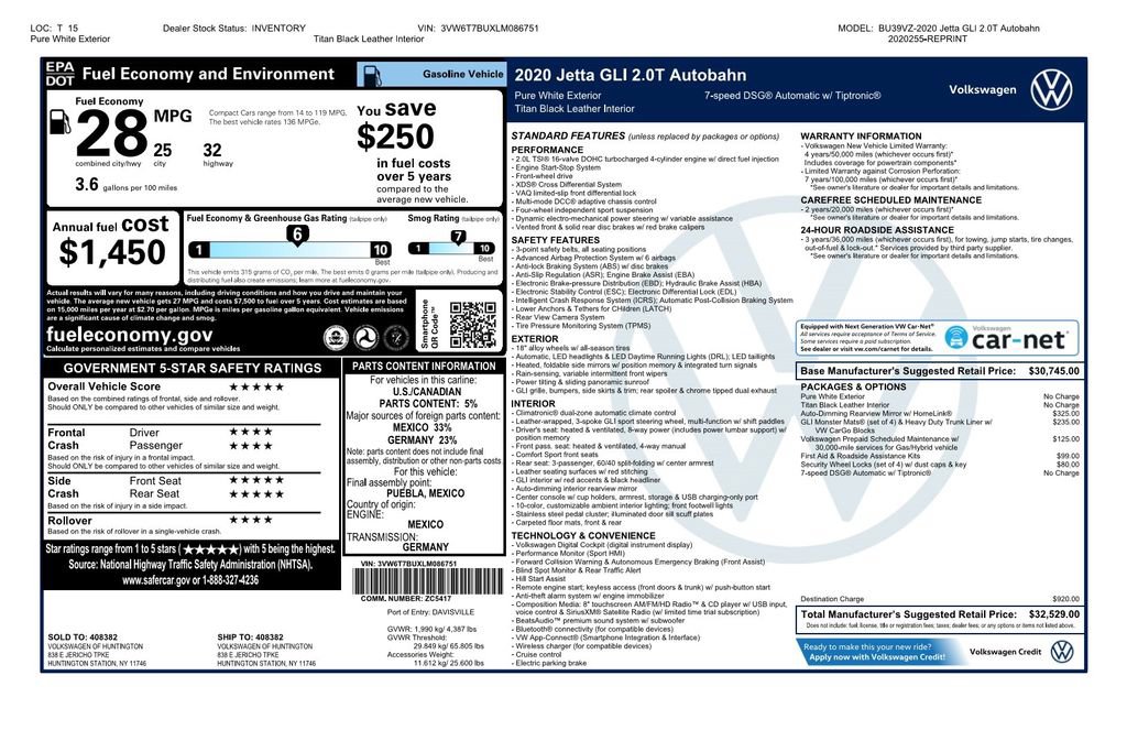 Used 2020 Volkswagen Jetta GLI Autobahn FWD image 3