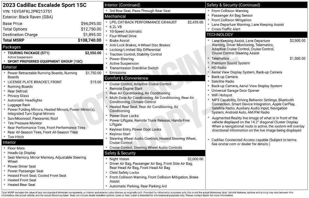 Certified 2023 Cadillac Escalade Sport w/ Touring Package AWD/4WD image 43