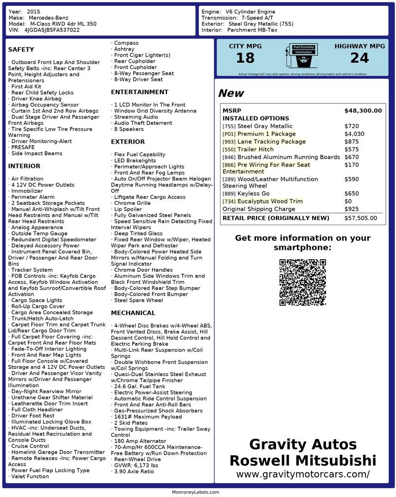 Used 2015 Mercedes-Benz ML 350 2WD image 3
