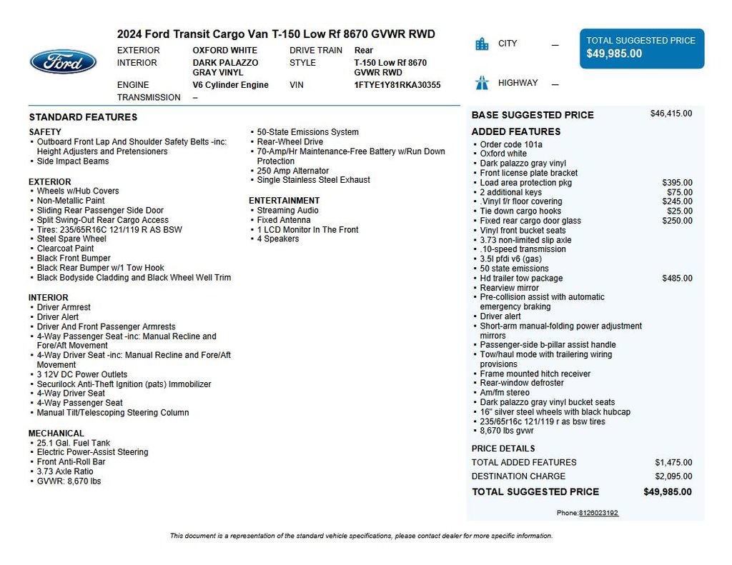 Used 2024 Ford Transit 150 Low Roof RWD image 37