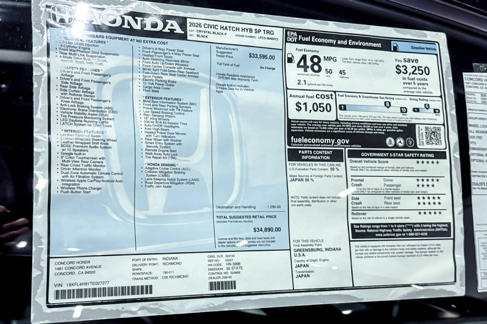 New 2026 Honda Civic Sport Touring image 34