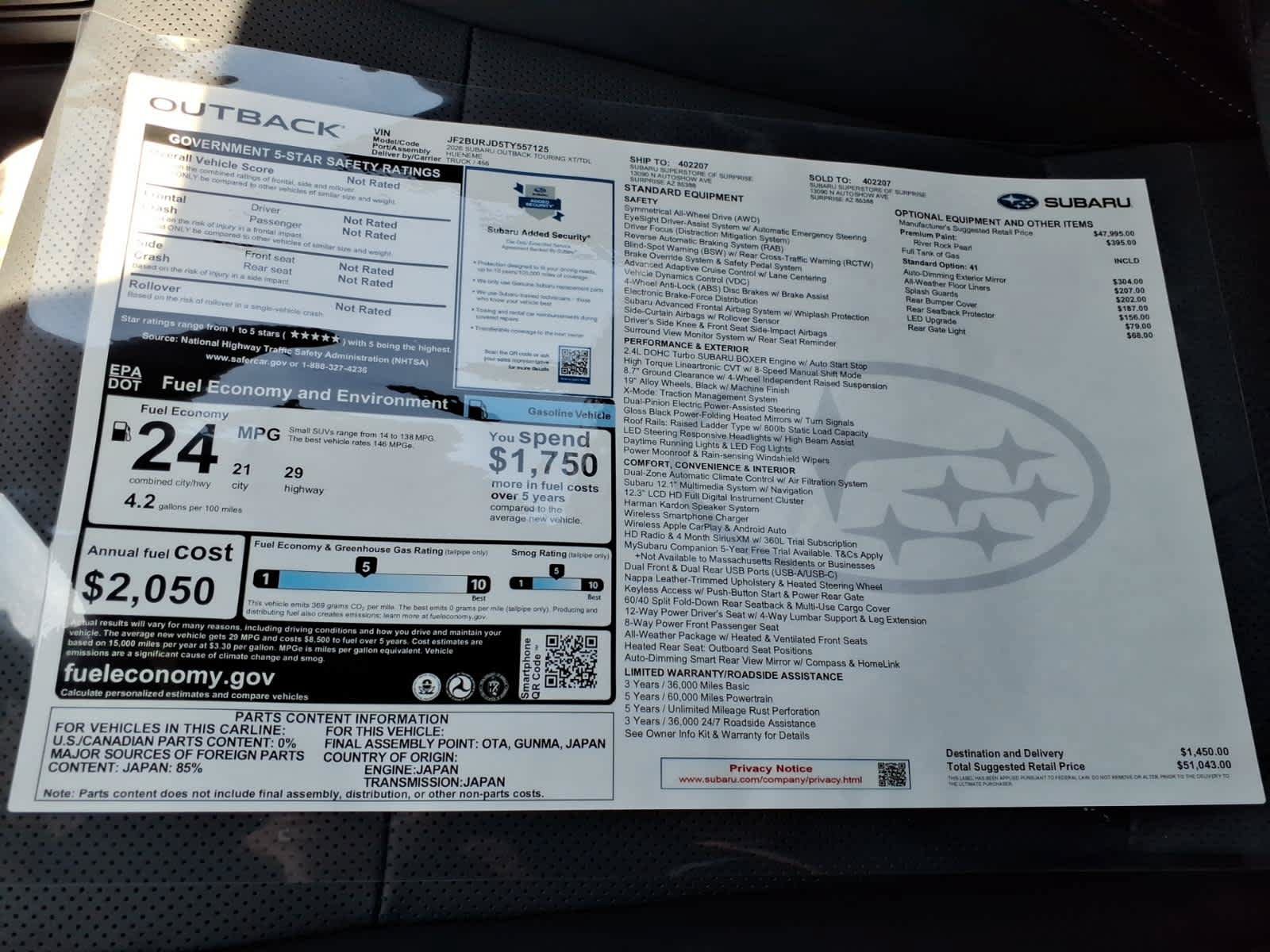 New 2026 Subaru Outback Touring XT AWD/4WD image 40
