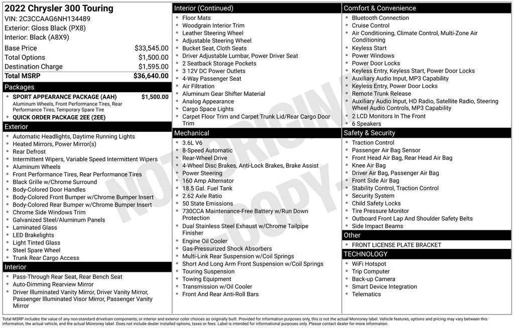 Used 2022 Chrysler 300 Touring w/ Sport Appearance Package image 8