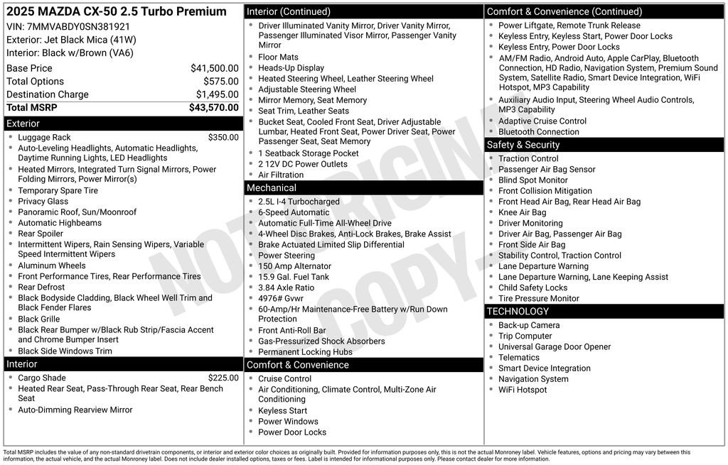 Certified 2025 MAZDA CX-50 AWD 2.5 Turbo w/ Premium Pkg image 4
